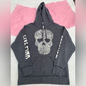 VS Pink sugar skull gem full zip Sz S